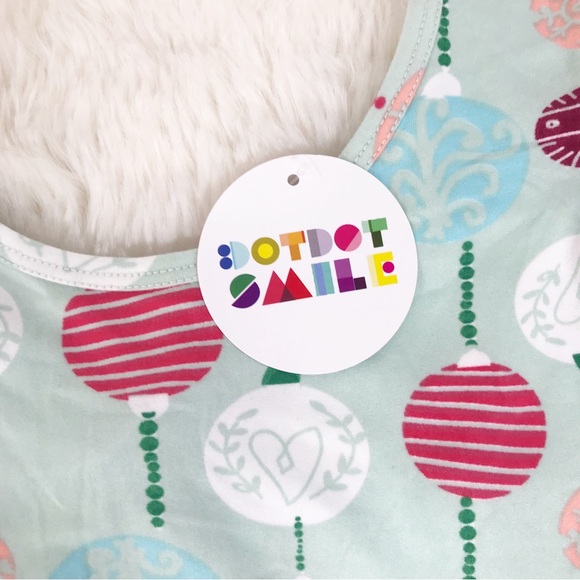DOT DOT SMILE Girls Christmas Holiday Print Empire Dress Size‎ 7 Mint Green New - Picture 3 of 7
